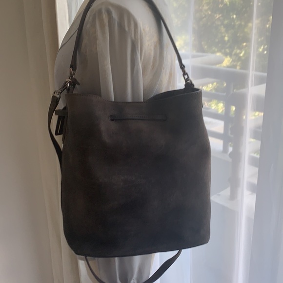Lauren Ralph Lauren Brown Suede Drawstring Shoulder Bag - Picture 8 of 17
